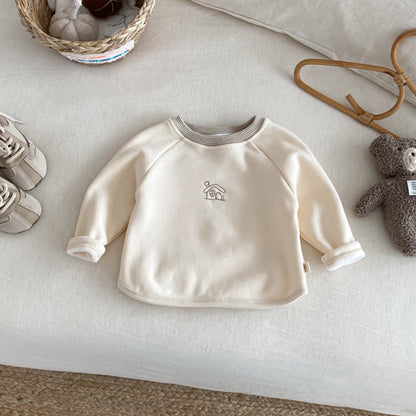 【BABY&KID】冬新作おうち刺繍裏起毛スウェットSK102516