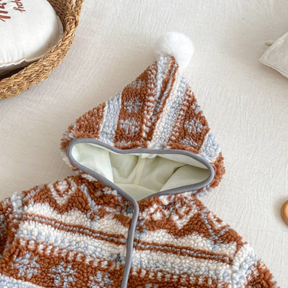 【BABY&KID】冬新作レトロ裏起毛ジャカードジャケットSK102902