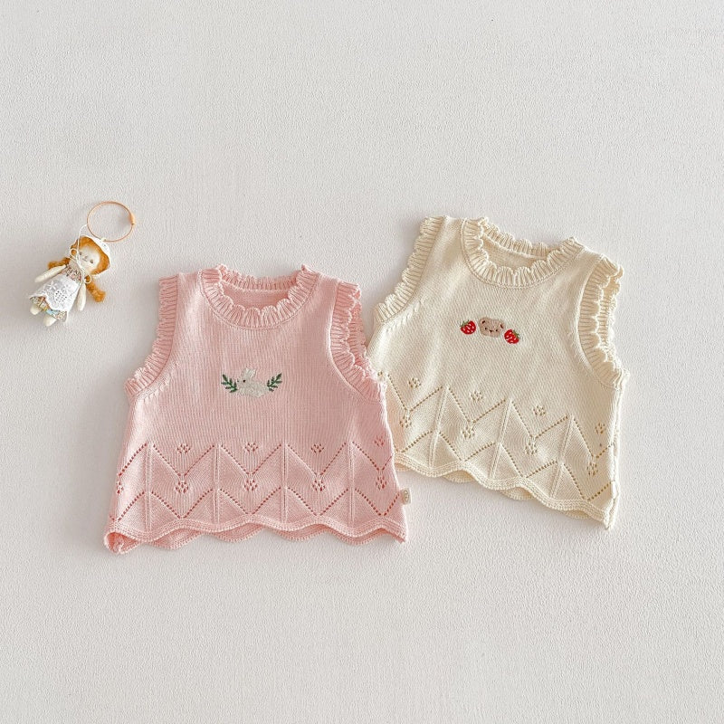【BABY&KID】どうぶつ刺繍ニットベストSK104117