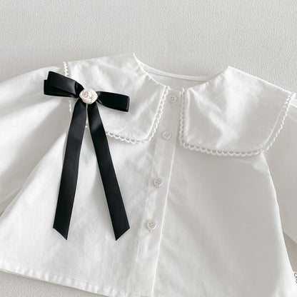 【BABY&KID】蝶結びワンピース、スクエアネック無地シャツSK107208