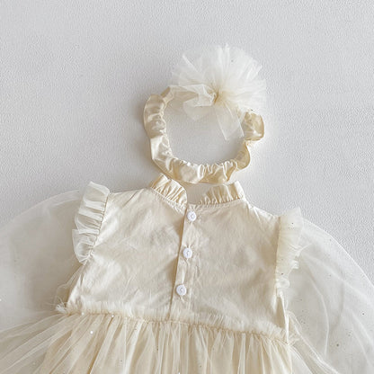 【BABY】チュールボリュームロンパース&ヘアバンドSK101106