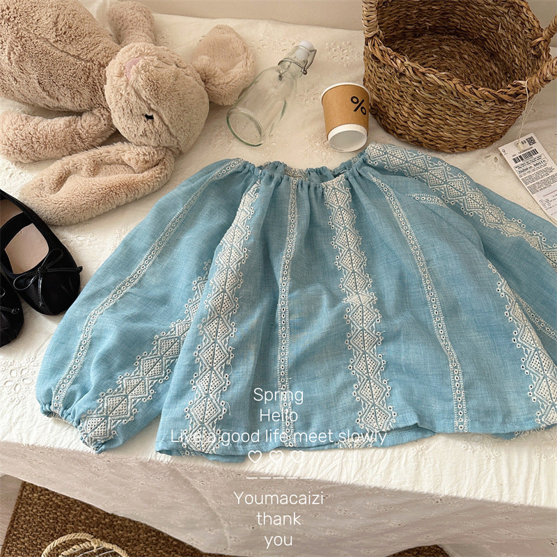 【BABY&KID】刺繍ラウンドカラーブラウスSK101440