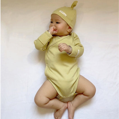 【BABY】北欧風コットンサイドボタンロンパース＆帽子SK102320