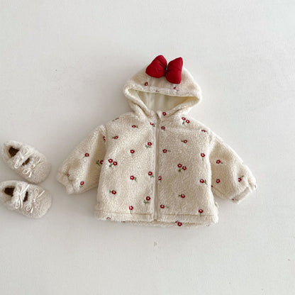 【BABY&KID】冬新作蝶結び＆小花柄キルティングコートSK102904