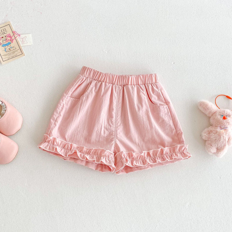 【BABY&KID】夏新作 ニットフリル袖Tシャツ、ョートパンツSK080615