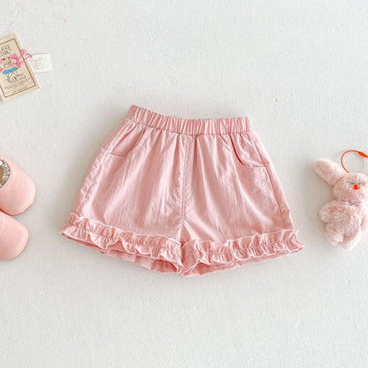 【BABY&KID】夏新作 ニットフリル袖Tシャツ、ョートパンツSK080615