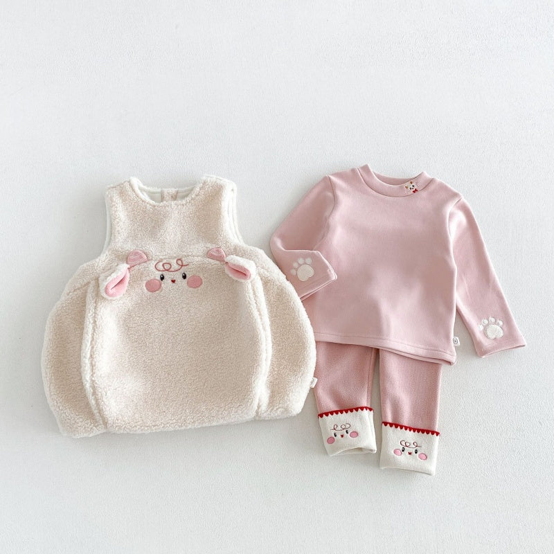【BABY&KID】カートゥーン裏起毛ワンピース、トップス、レギンスSK108119