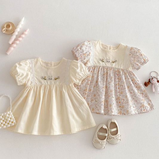 【BABY&KID】夏新作 フラワー、無地ワンピースSK080308