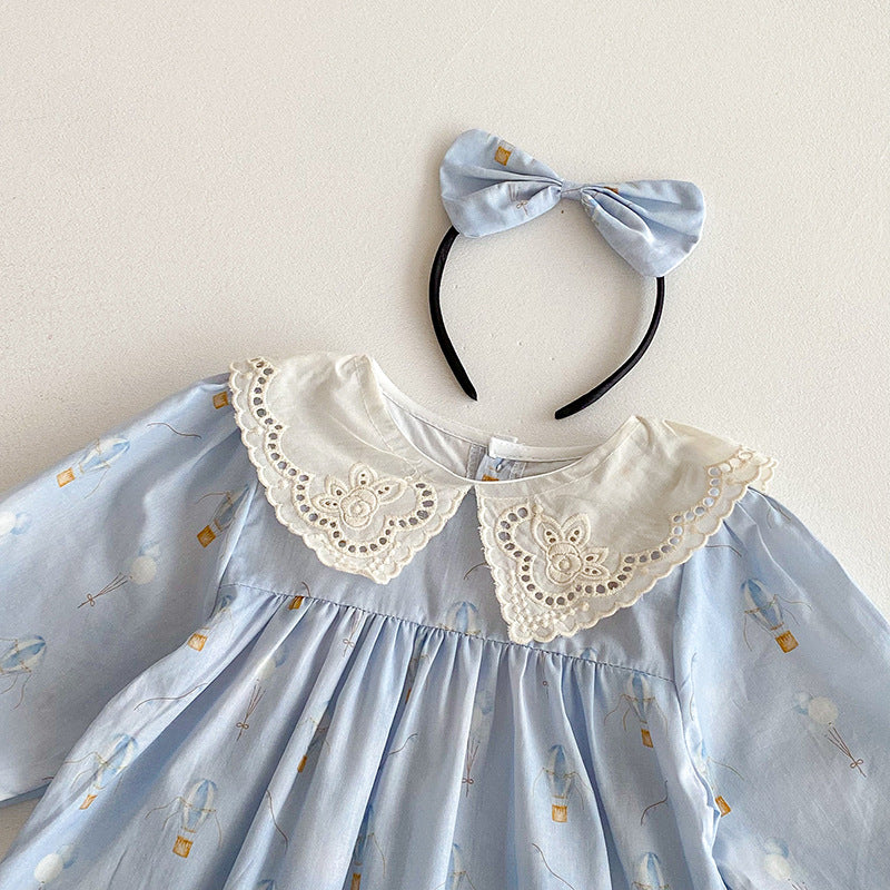 【姉妹服】バルーン刺繍襟ロンパース、ワンピースSK101116