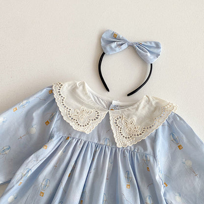 【姉妹服】バルーン刺繍襟ロンパース、ワンピースSK101116
