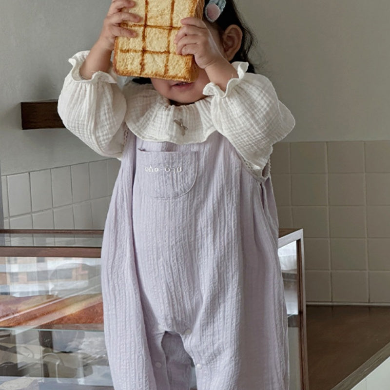 【BABY】やわらかギャザーサロペット、フリル襟ブラウスSK104305