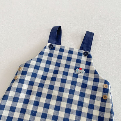 【BABY&KID】チェックサロペット、刺繍襟ロンTSK104111