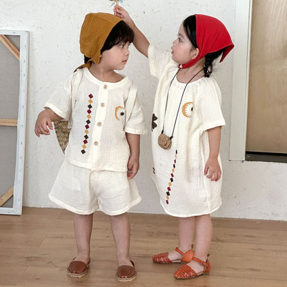 【BABY&KID】夏新作コットンガーゼセットアップ、ワンピースSK104719