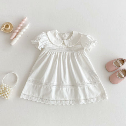 【BABY&KID】夏新作 ラペルホワイトドレスSK081611