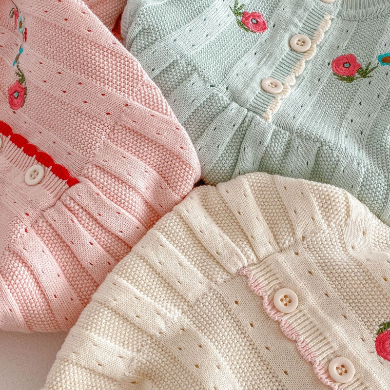 【BABY&KID】フリル襟花刺繍ニットワンピースSK104119