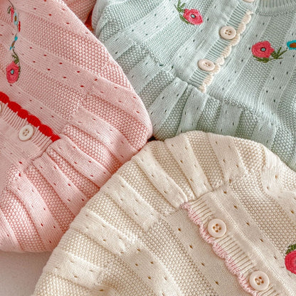 【BABY&KID】フリル襟花刺繍ニットワンピースSK104119