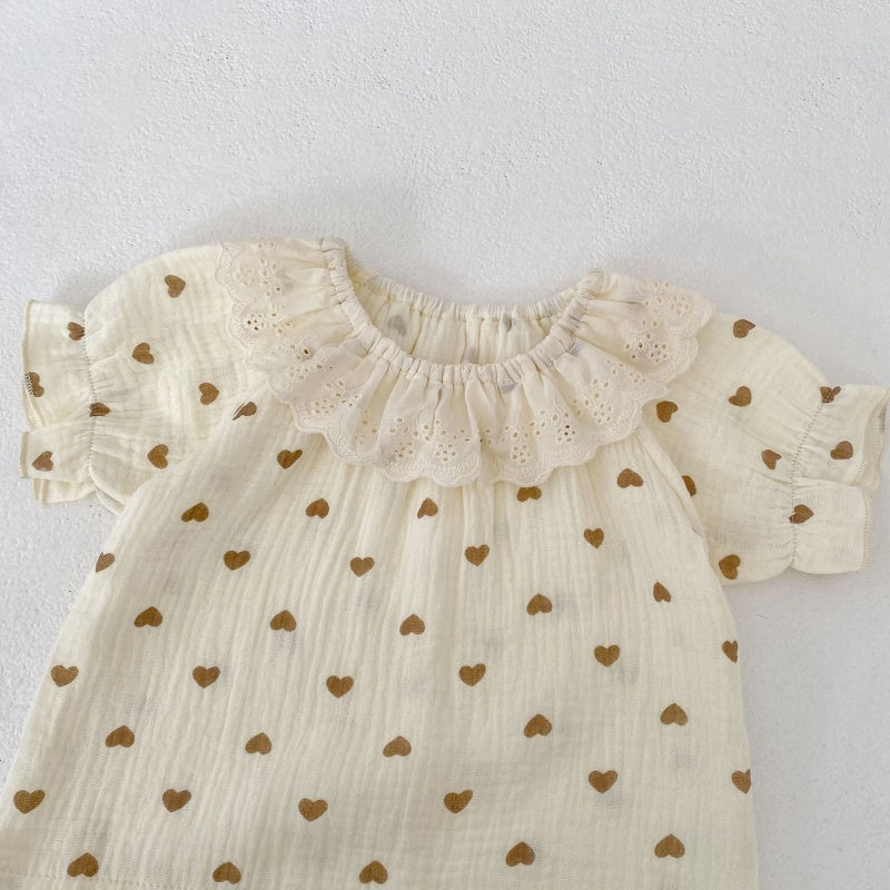 【BABY&KID】夏新作 ハートプリントセットアップ、ワンピースSK104929