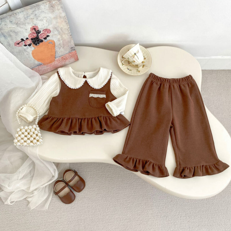 【BABY&KID】フリルヘムベスト＆パンツ、長袖TシャツSK092728
