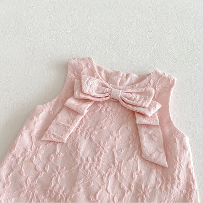 【BABY&KID】ジャカード蝶結びノースリーブワンピースSK104319