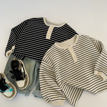 【BABY&KID】胸元スリット入りストライプ長袖SK100518