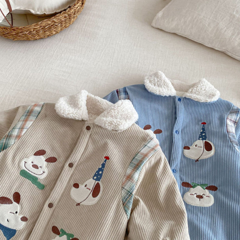 【BABY】コーデュロイ犬刺繍カバーオールSK102914