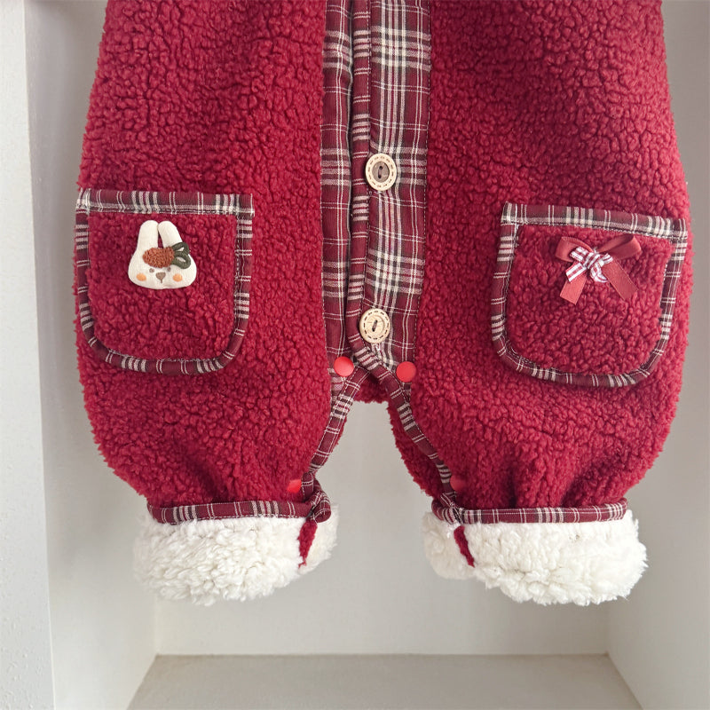 【BABY】冬新作うさぎ蝶結びあったかカバーオール&マフラーSK103222