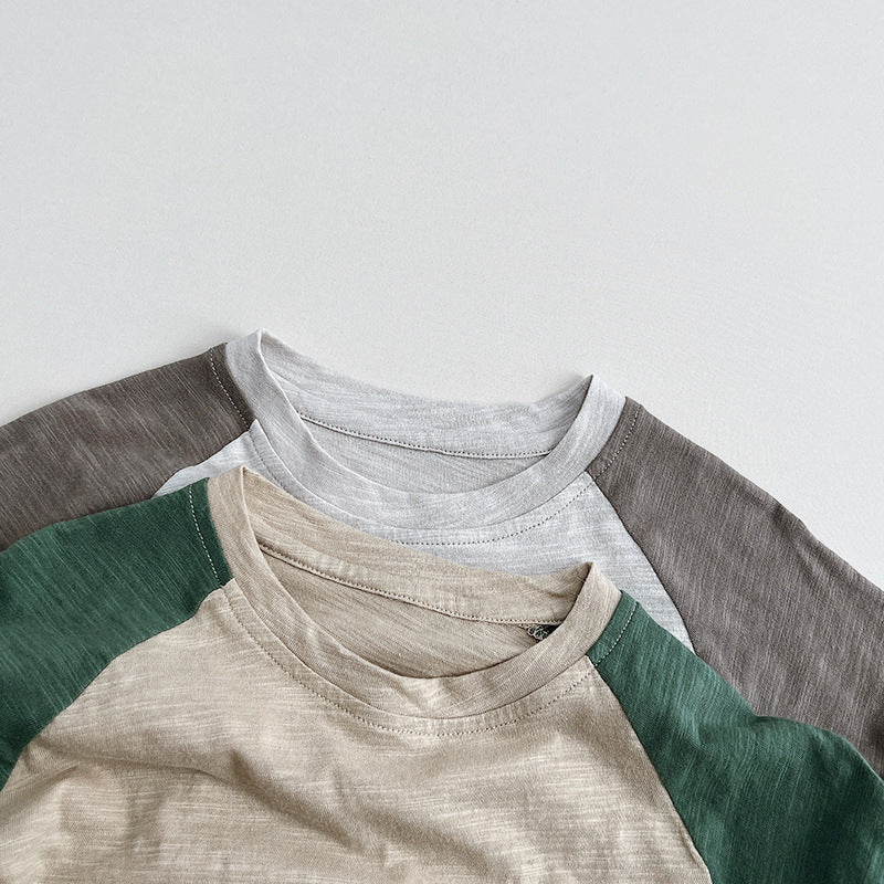 【BABY&KID】夏新作 ラグラン切り替えTシャツSK080814