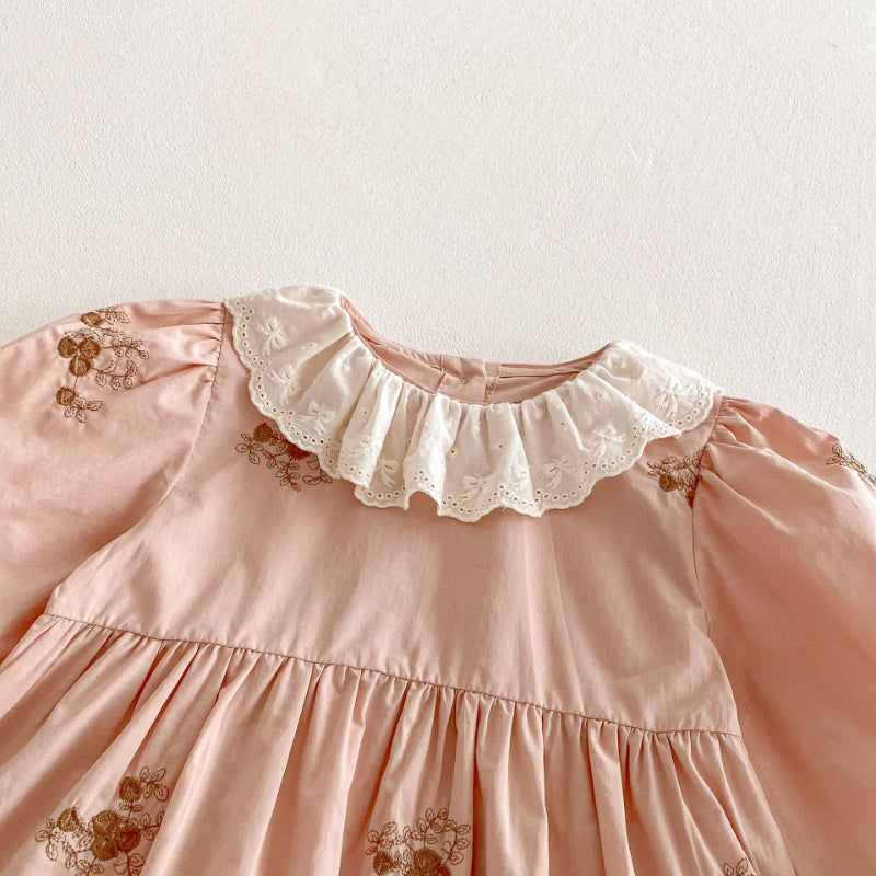 【BABY&KID】レース襟花柄刺繍ワンピースSK011013