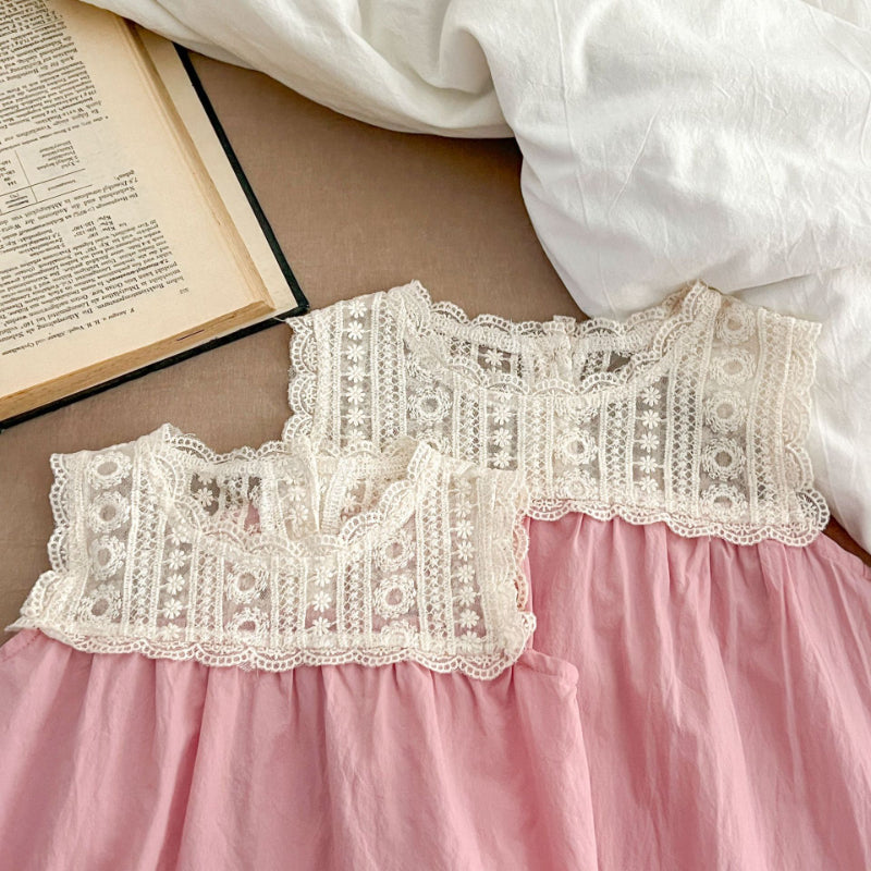 【姉妹服】夏新作 レース刺繍ロンパース、ワンピースSK072320