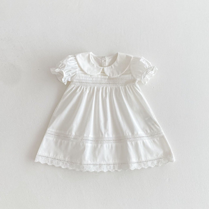 【BABY&KID】夏新作 ラペルホワイトドレスSK081611