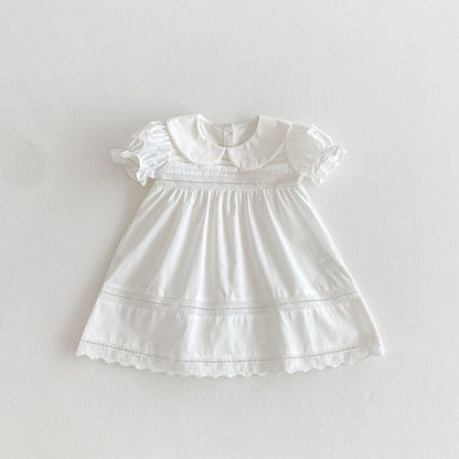 【BABY&KID】夏新作 ラペルホワイトドレスSK081611