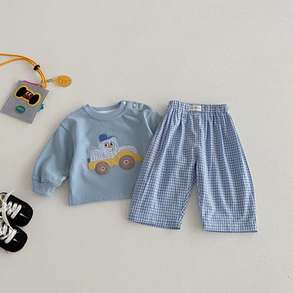 【BABY&KID】韓国風チェックストレートパンツSK104120