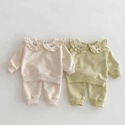 【BABY&KID】韓国風花刺繡可愛いセットアップSK032806