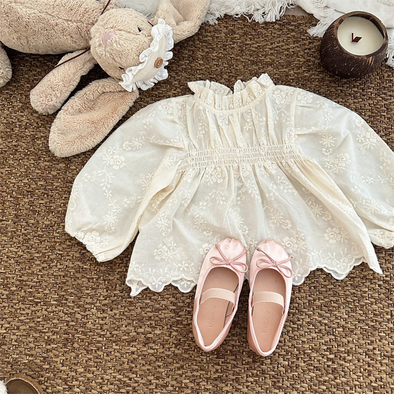 【BABY&KID】刺繍たっぷりフリルネックブラウスSK101445