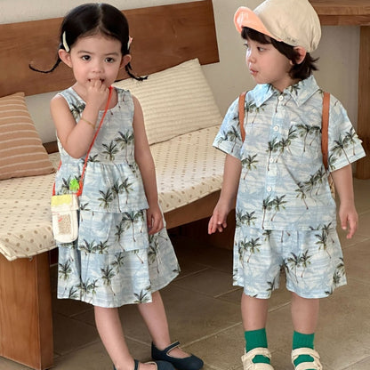 【BABY&KID】夏新作リゾート風セットアップ、ワンピースSK104706