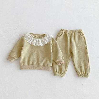 【BABY&KID】無地レース襟セットアップSK092716