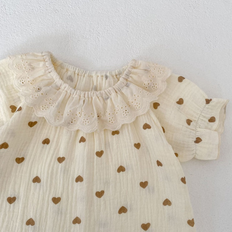 【BABY&KID】夏新作 ハートプリントセットアップ、ワンピースSK104929