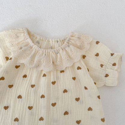 【BABY&KID】夏新作 ハートプリントセットアップ、ワンピースSK104929