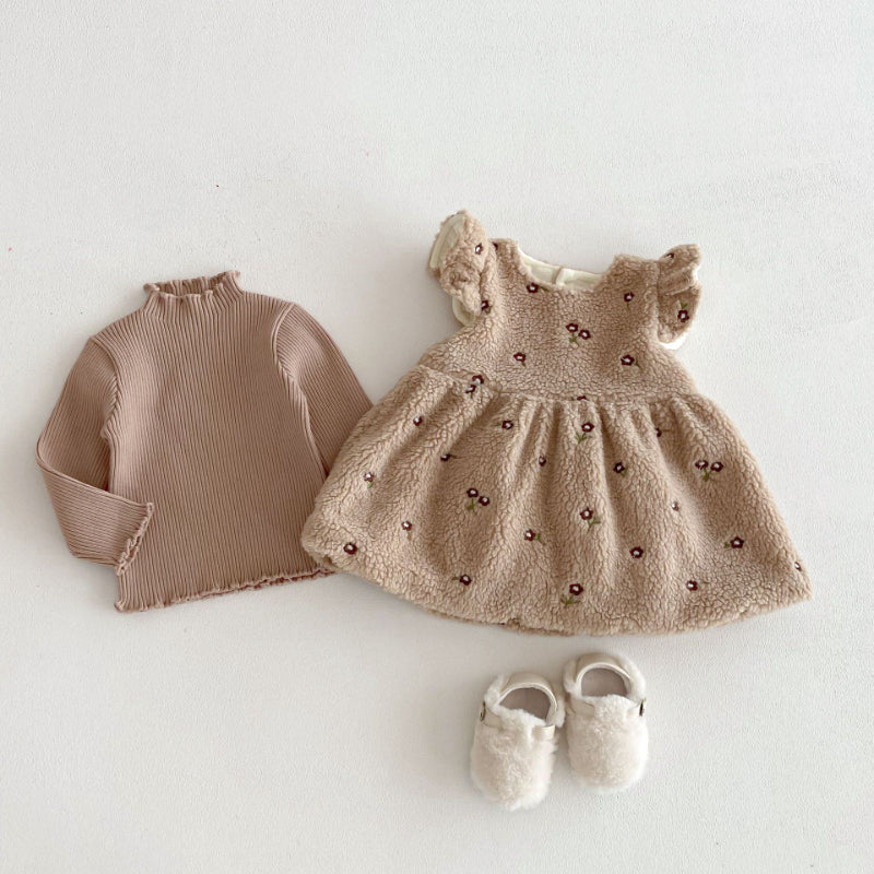 【BABY&KID】冬新作刺繍裏起毛ワンピースSK102905