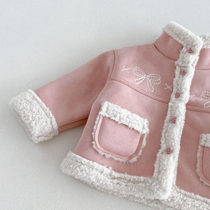 【BABY&KID】冬新作蝶結び裏起毛ジャケット、デニムパンツSK108523
