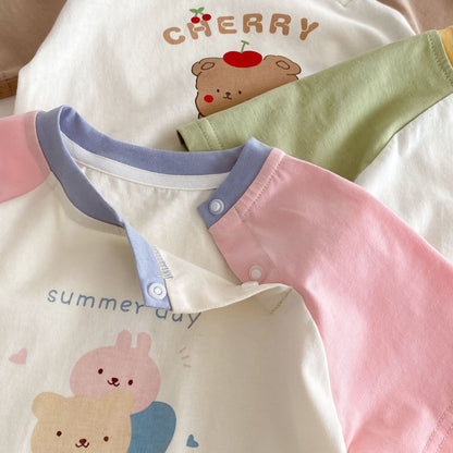 【BABY&KID】夏新作  カラーバリカートゥーンセットアップSK061807