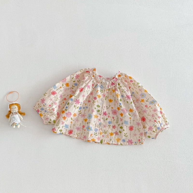 【BABY&KID】蝶結び、うさぎ、花柄プリントシャツSK104116