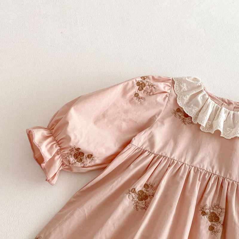 【BABY&KID】レース襟花柄刺繍ワンピースSK011013