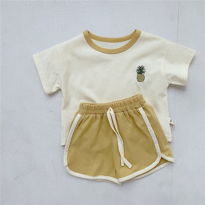 【BABY】夏新作 カートゥーン刺繍セットアップSK082704