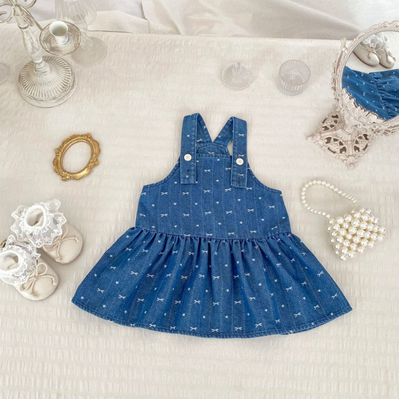 【BABY&KID】リボンジャンパースカート、さくらんぼ刺繍襟ＴシャツSK100843