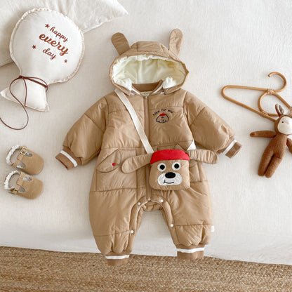 【BABY】取り外しフード裏起毛カバーオール＆バッグセットSK102913