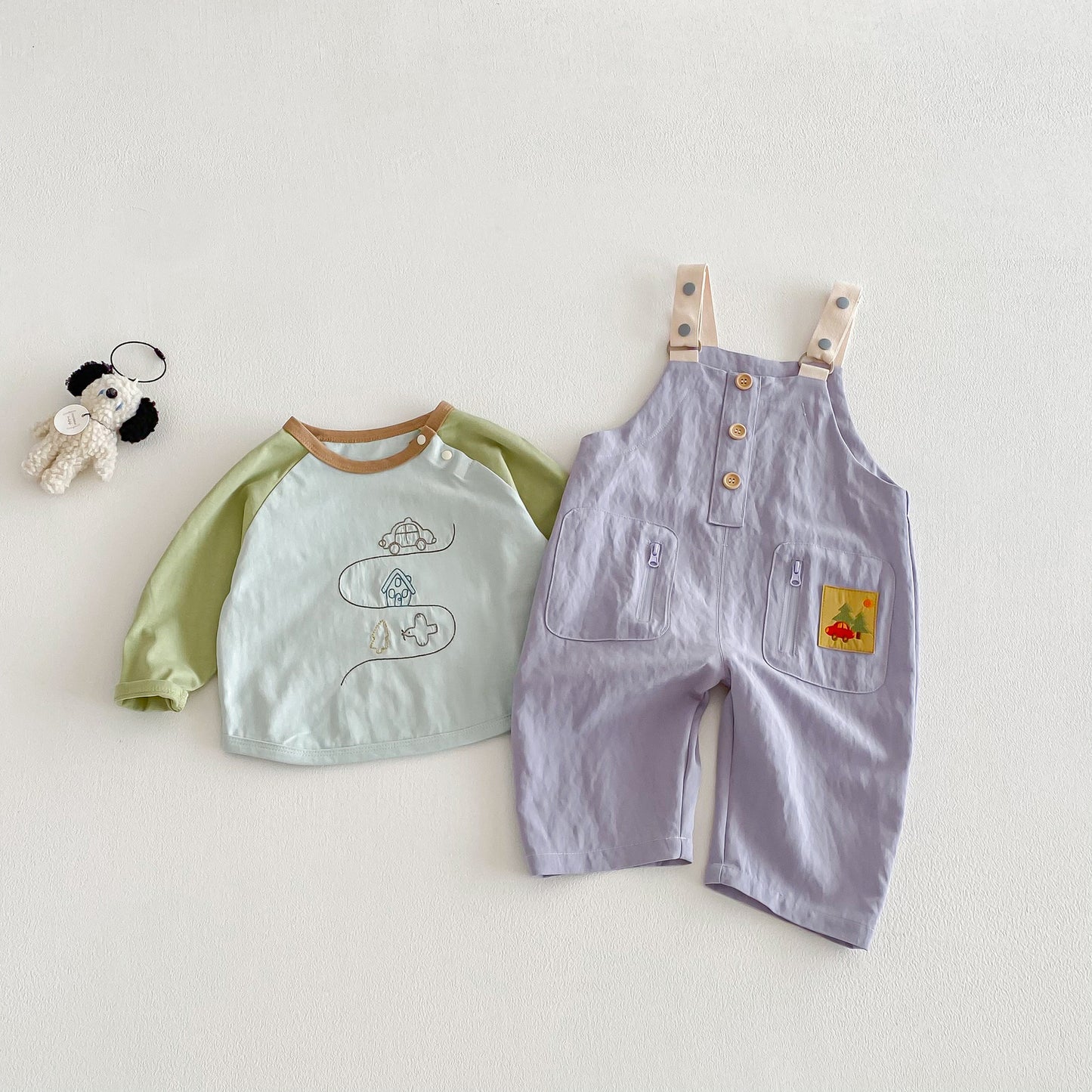 【BABY&KID】韓国風ワッペンサロペットパンツSK103502