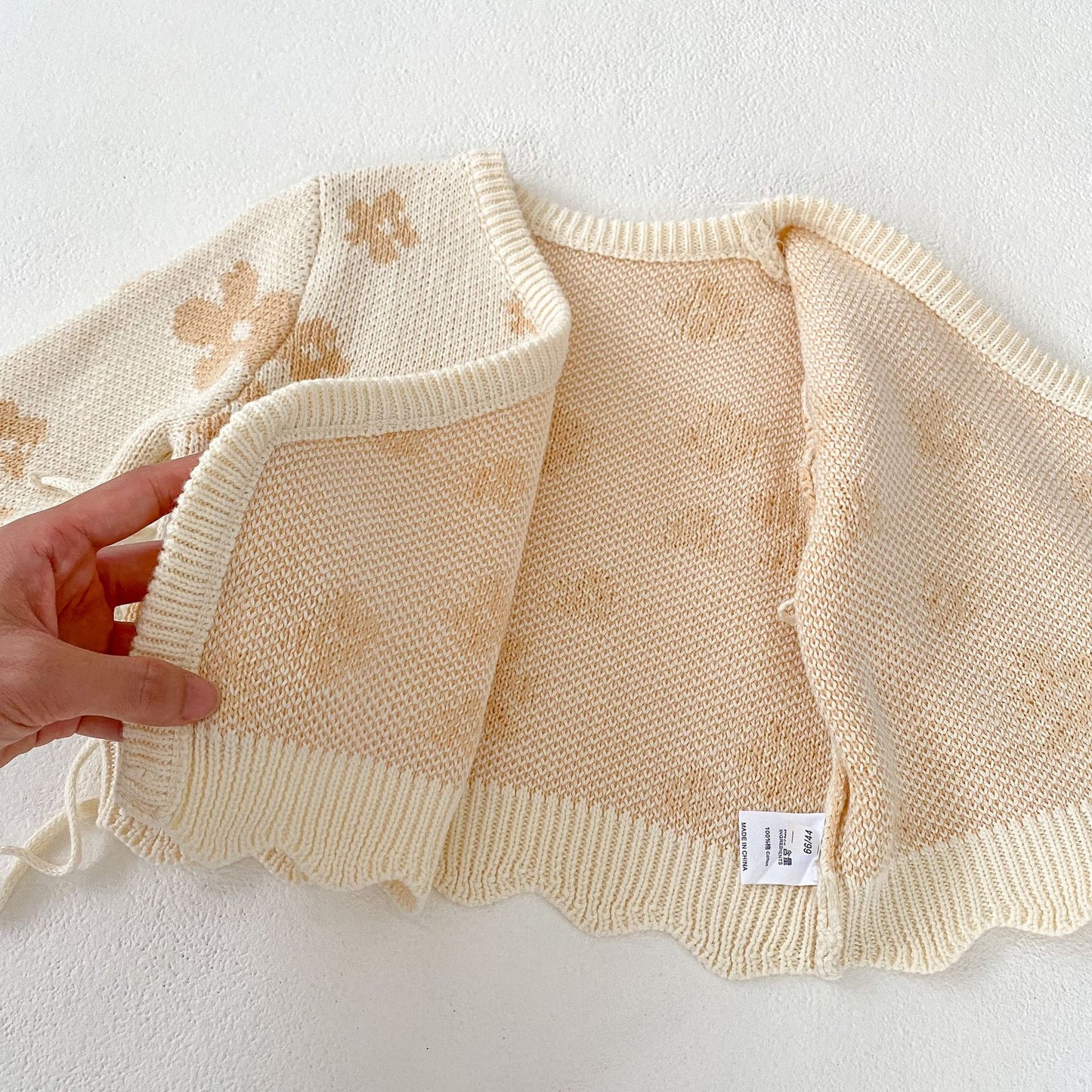 【BABY】フラワーニットカーディガン、パンツ、帽子、SocksSK030604