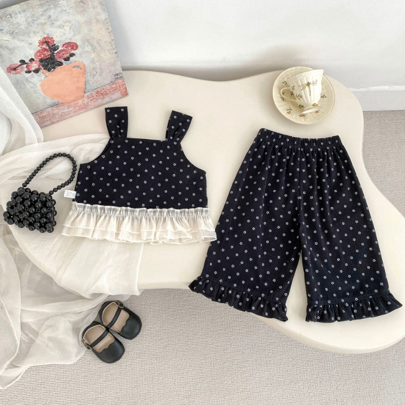 【BABY&KID】フリル裾ベスト&パンツ、レースドールカラーブラウスSK100844