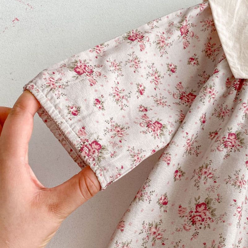 【BABY&KID】花柄刺繍スクエアネックワンピースSK011016